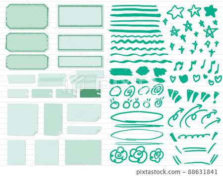 Headline material and line drawn with a hand-drawn highlighter pen Hand drawn 88631841