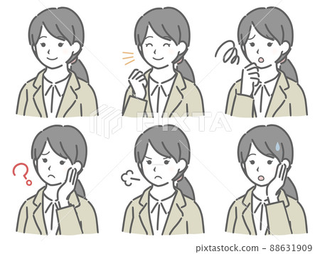 Diagonal facial expression set for young women in suits Diagonal facial expression set for young women in suits 88631909
