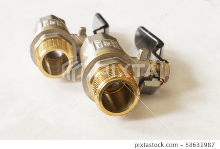 Faucet from brass on white background 88631987