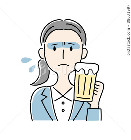 Vector illustration of a woman who feels sick after drinking beer Vector illustration of a woman who feels sick after drinking beer 88631997