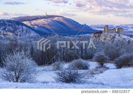 Winter landscape near Mikulov, Palava region, Southern Moravia, Czech Republic 88632857