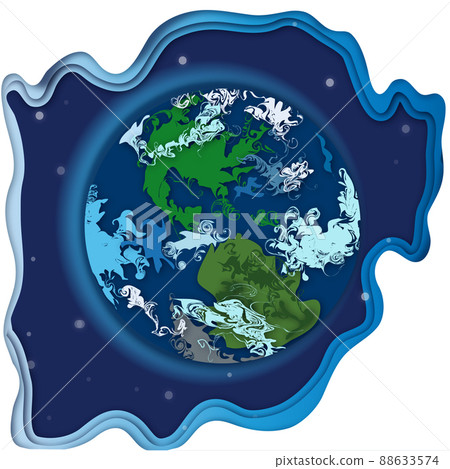 earth in the sky, cut out effect, illustration	 88633574