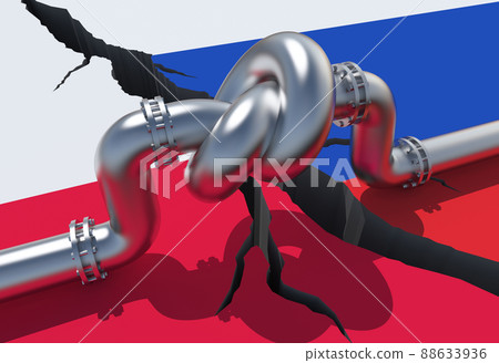 Gas pipeline between Poland and Russia. 3D illustration 88633936