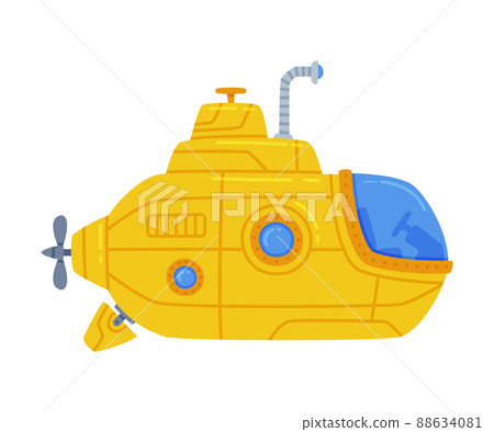 Yellow Submarine Watercraft Swimming Underwater Vector Illustration Yellow Submarine Watercraft Swimming Underwater Vector Illustration 88634081