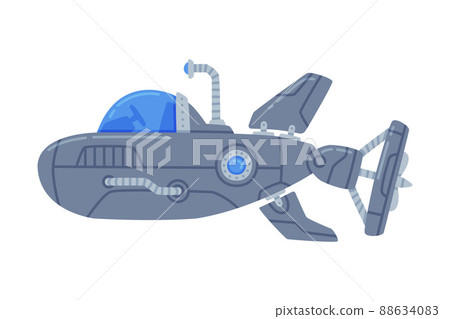 Blue Submarine Watercraft Swimming Underwater Vector Illustration Blue Submarine Watercraft Swimming Underwater Vector Illustration 88634083