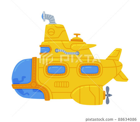 Yellow Submarine Watercraft Swimming Underwater Vector Illustration Yellow Submarine Watercraft Swimming Underwater Vector Illustration 88634086