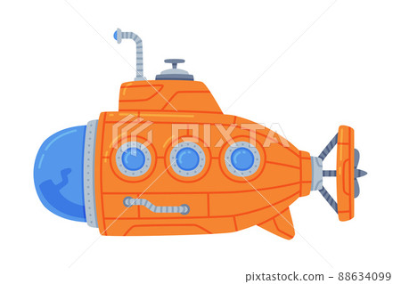 Red Submarine Watercraft Swimming Underwater Vector Illustration Red Submarine Watercraft Swimming Underwater Vector Illustration 88634099