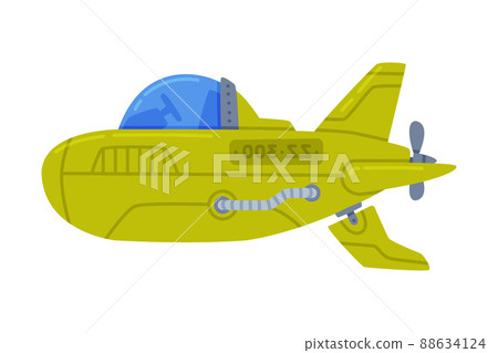 Green Submarine Watercraft Swimming Underwater Vector Illustration Green Submarine Watercraft Swimming Underwater Vector Illustration 88634124