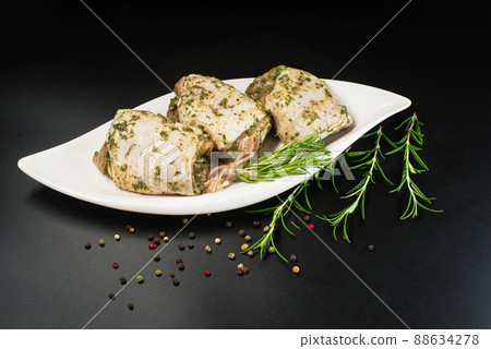 Raw meat for cooking. Fast cooking.Raw marinated chicken thigh in a light herb sauce. Fresh marinated BBQ chicken. Raw meat for cooking. Fast cooking.Raw marinated chicken thigh in a light herb sauce. Fresh marinated BBQ chicken. 88634278