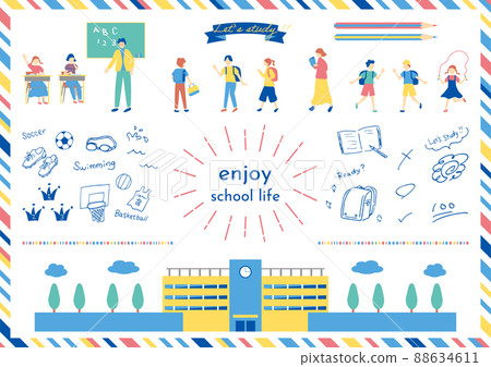 School life illustration material collection 88634611