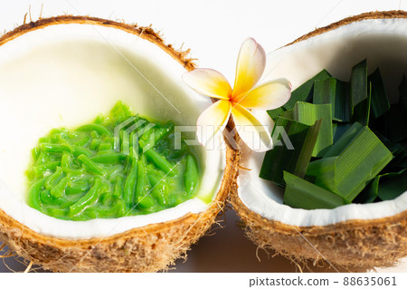 Rice flour pandan flavor in coconut milk Rice flour pandan flavor in coconut milk 88635061