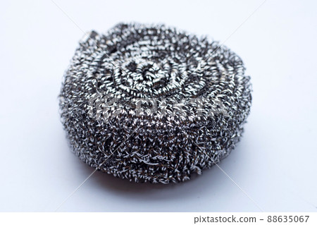 Steel wool dish washing, Metal sponge on white background. Steel wool dish washing, Metal sponge on white background. 88635067