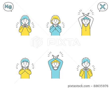 Children making cross gestures Upper body set 3 colors Children making cross gestures Upper body set 3 colors 88635976