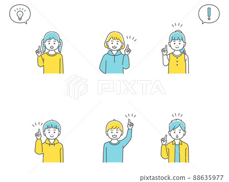 Children pointing with their index finger Upper body set 3 colors Children pointing with their index finger Upper body set 3 colors 88635977