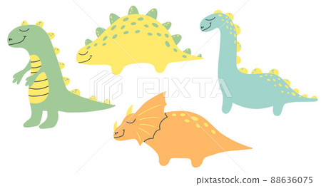 Dinosaur set. Hand drawn dino set. Children's collection of dinosaurs. Vector illustration. Dinosaur set. Hand drawn dino set. Children's collection of dinosaurs. Vector illustration. 88636075