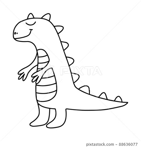 Dinosaur in doodle style. Vector illustration. Cute hand drawn dino. Children's coloring book. Dinosaur in doodle style. Vector illustration. Cute hand drawn dino. Children's coloring book. 88636077