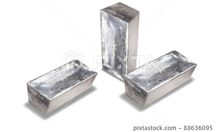 Set of three realistic silver metal bars isolated on white. Ingots of aluminum, palladium or zinc. Set of three realistic silver metal bars isolated on white. Ingots of aluminum, palladium or zinc. 88636095