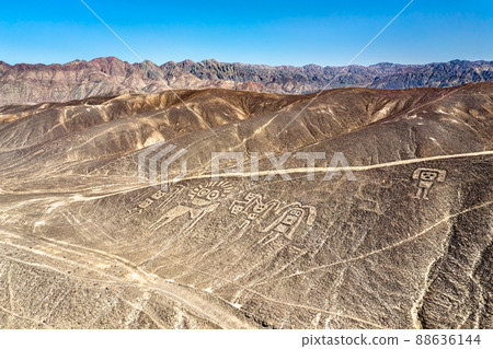 Aerial View of Palpa Geoglyphs. UNESCO world heritage in Peru Aerial View of Palpa Geoglyphs. UNESCO world heritage in Peru 88636144