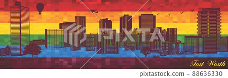 Fort Worth on LGBT flag background  88636330