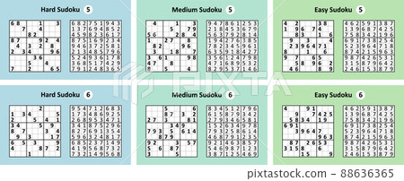 Collection Sudoku game with answers. Different complexity. Collection Sudoku game with answers. Different complexity. 88636365