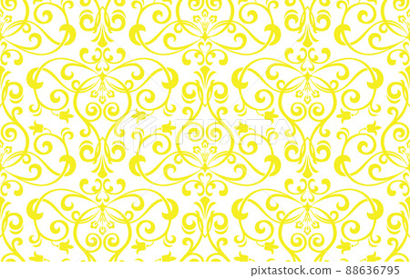 Wallpaper in the style of Baroque. Seamless vector background. White and yellow floral ornament. Graphic pattern for fabric, wallpaper, packaging. Ornate Damask flower ornament 88636795