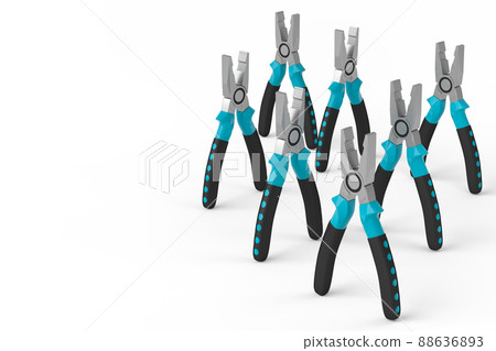 Set of green hand tool pliers for repair and installation on white background Set of green hand tool pliers for repair and installation on white background 88636893