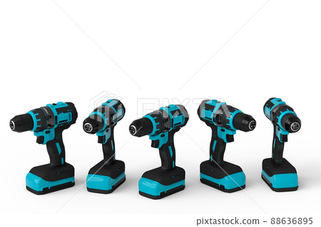 Set of cordless drill or screwdrivers isolated on white background Set of cordless drill or screwdrivers isolated on white background 88636895