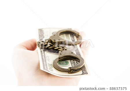 image of money handcuffs hand white background  88637375