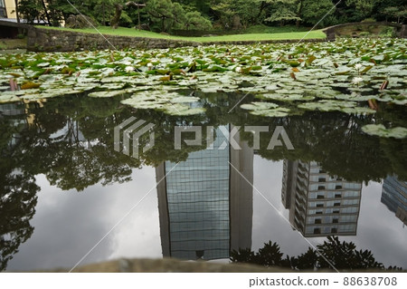 建築物、池塘和顛倒的建築物 88638708