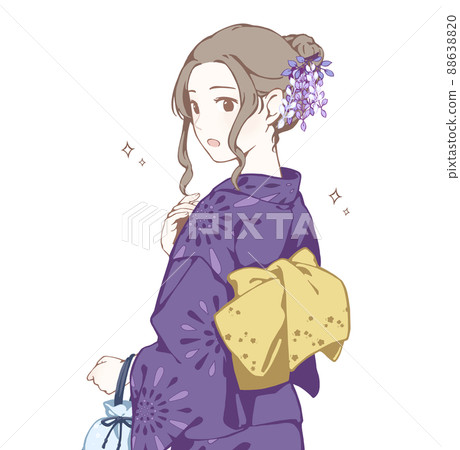 A beautiful woman in a yukata in return (misunderstood / surprised glitter) A beautiful woman in a yukata in return (misunderstood / surprised glitter) 88638820