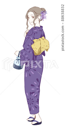 Beautiful woman in return wearing a yukata ( Beautiful woman in return wearing a yukata ( 88638832