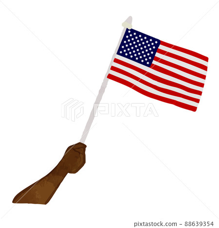 Hands raising the American flag 02 88639354