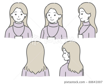 Female employees in plain clothes in various directions 88641007