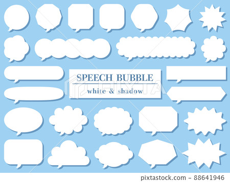 Illustration of a set of 25 white silhouette and shadow balloons 88641946