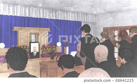 殯儀館與人，香與死者 CG 插圖 88642225