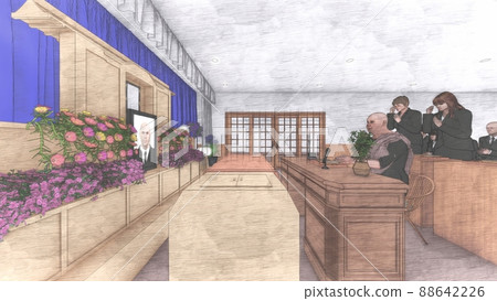 殯儀館與人，香與死者 CG 插圖 88642226
