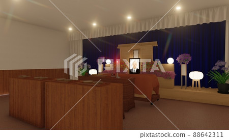 殯儀館,沒有人,有CG插圖 殯儀館,沒有人,有CG插圖 88642311