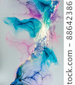 Abstract bright shiny color fluid background, hand drawn alcohol art painting with golden streaks, liquid ink technique texture for backdrop design 88642386