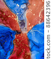 Abstract bright shiny color fluid background, hand drawn alcohol art painting with golden streaks, liquid ink technique texture for backdrop design 88642396