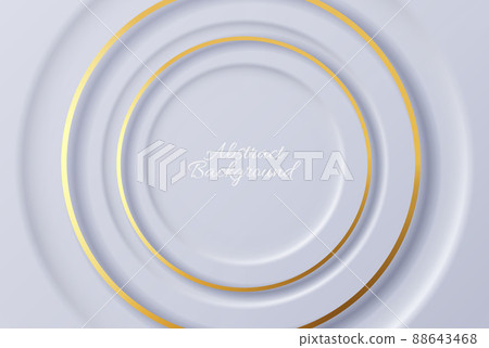 Abstract golden circle lines on a light background.Geometric background from light circles with light and shadow. 88643468