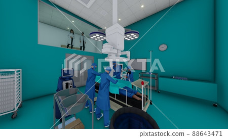 Hospital operating room with people Illustration CG Hospital operating room with people Illustration CG 88643471