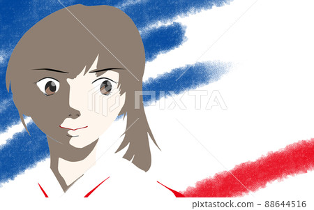 Illustration of a girl wearing a kimono (3) 88644516