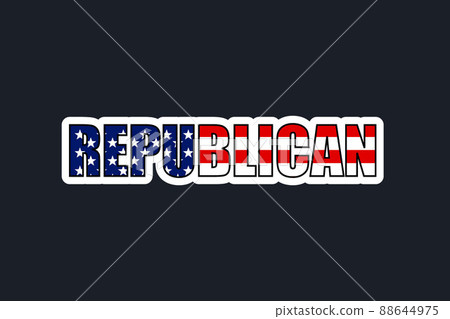 word Republican american flag colors, election vote emblem badge sticker. word Republican american flag colors, election vote emblem badge sticker. 88644975