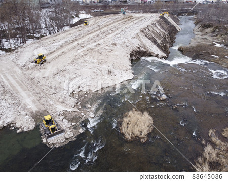 Snow deposit area (aerial view) 88645086