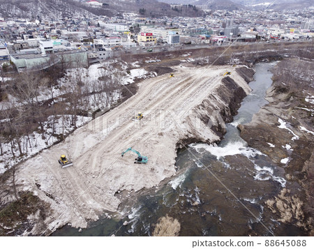 Snow deposit area (aerial view) 88645088
