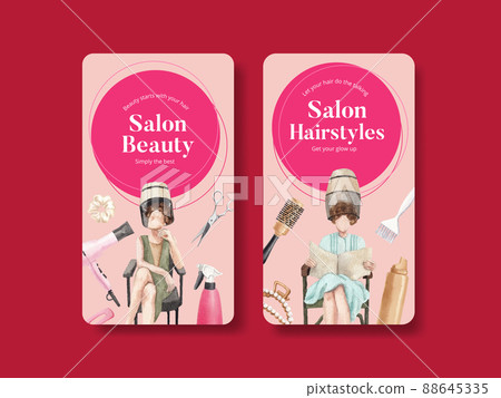 Instagram template with salon hair beauty concept,watercolor style Instagram template with salon hair beauty concept,watercolor style 88645335