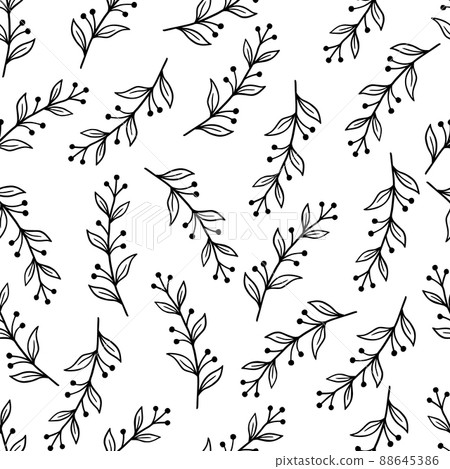 Hand drawn leaf seamless pattern 88645386