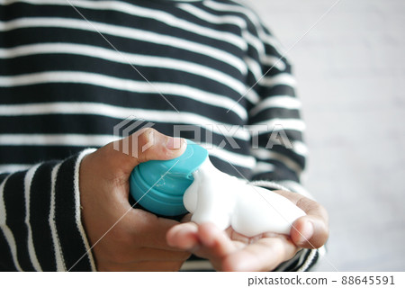 top view of shaving foam on hand top view of shaving foam on hand 88645591