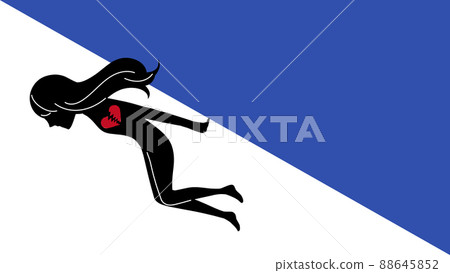 Abstract illustration of suicide image of a woman throwing herself and a broken heart Abstract illustration of suicide image of a woman throwing herself and a broken heart 88645852