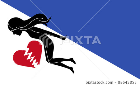 Abstract illustration of suicide image of a woman throwing herself and a broken heart Abstract illustration of suicide image of a woman throwing herself and a broken heart 88645855